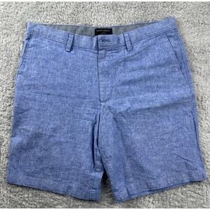Banana Republic Aiden Short Mens Blue Linen Blend Flat Front Size 34